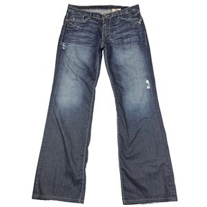 VTG Monarchy Bootcut Jeans Men 36x33 Blue Flap Pockets Distress Heavy Stitch Y2K
